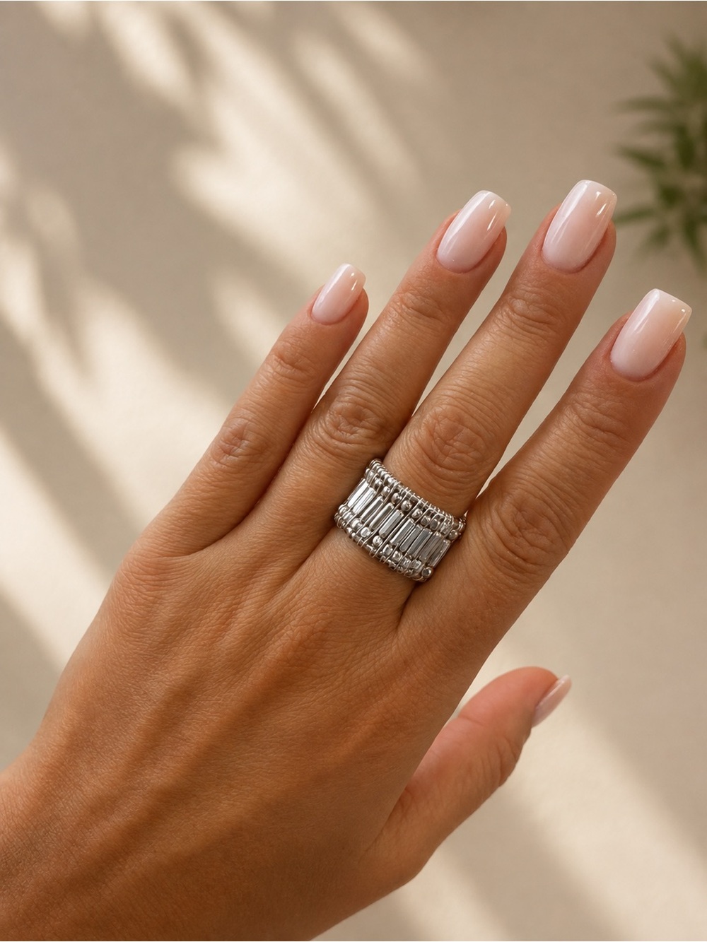 Silver Baguette Stackable Ring - Modern Women’s Fashion Band
